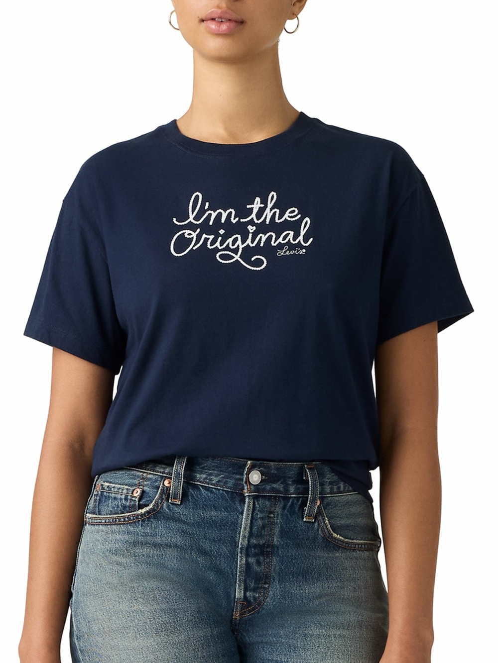 Levi's Navy Short-Sleeve Crewneck Tee with White Script Logo ‘I’m the Original’